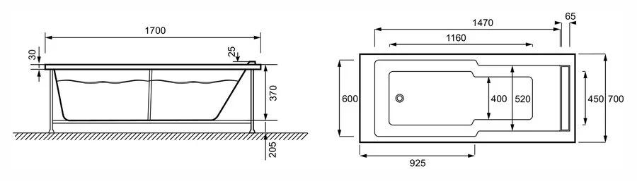 Ванна акриловая Jacob Delafon Struktura E6D306RU-00 170х70 см прямоугольная, белая - фото 4