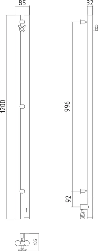Полотенцесушитель электрический Сунержа Нюанс 3.0 8.5х120 см правый матовый белый, вертикальные, узкие, другие - фото 4