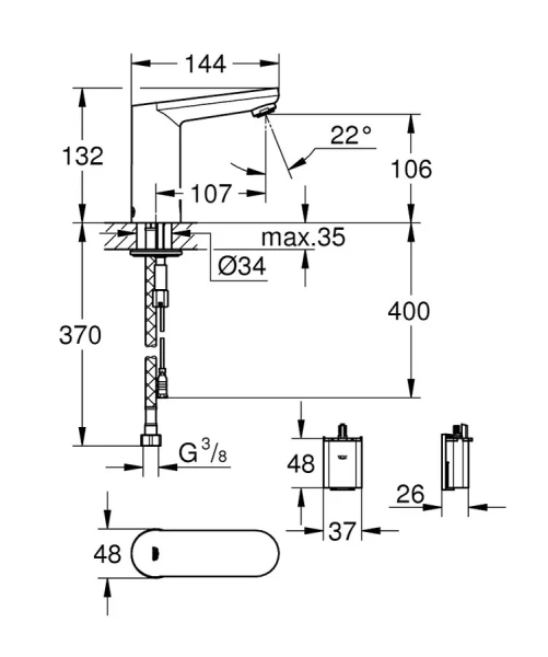 Смеситель для раковины сенсорный Grohe Eurosmart Cosmopolitan 36330001 - фото 2