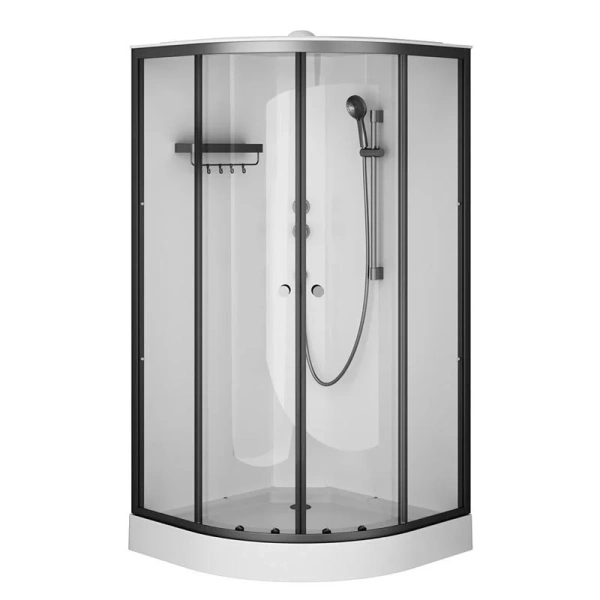 Душевая кабина Am.Pm X-Joy 100x100 см профиль черный стекло прозрачное - фото 1