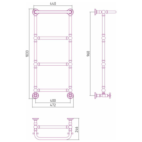 Полотенцесушитель водяной Сунержа Ренессанс 40х96 см состаренная латунь - фото 3