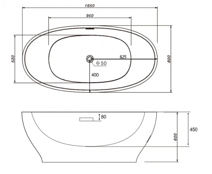 Акриловая ванна Abber 165х80 см отдельностоящая, акриловые - фото 2