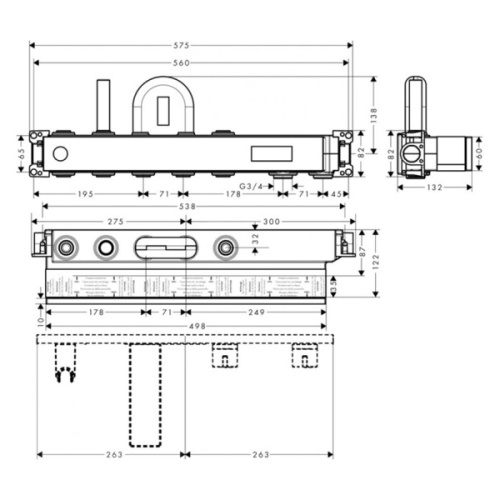 Скрытая часть смесителя Hansgrohe RainSelect на 2 подтребителя - фото 2