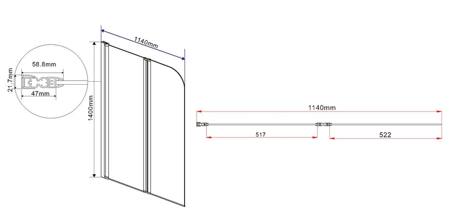 Шторка для ванны Vincea 114х140 см профиль черный, стекло прозрачное, недорогие - фото 2