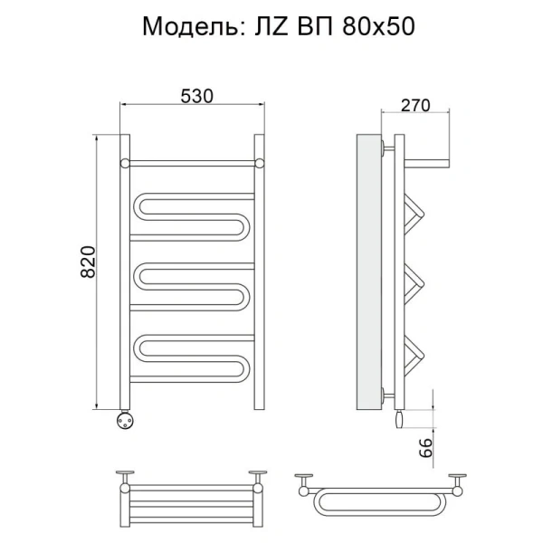 Полотенцесушитель электрический Ника Curve 80х50 см левый, современные, hi-tech - фото 2