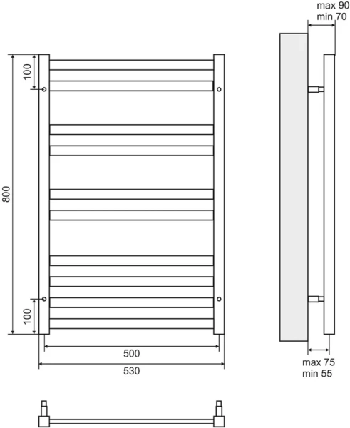 Полотенцесушитель водяной Lemark Melange LM49810 50х80 см из нержавеющей стали, для систем горячего водоснабжения, с нижним подключением - фото 5