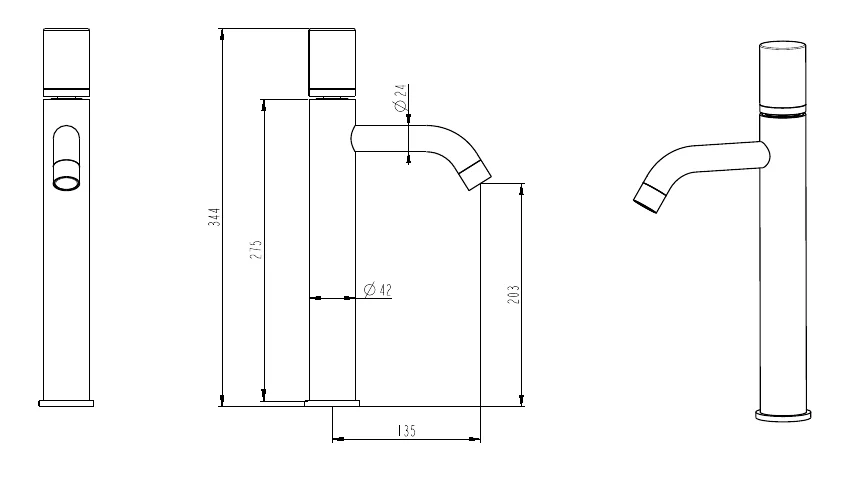 Смеситель для раковины Boheme Stick 122 высокий - фото 2