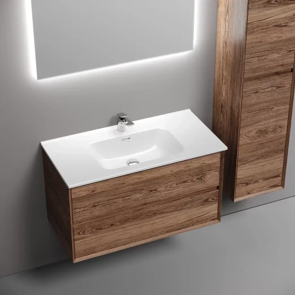 Тумба под раковину подвесная Sancos Marmi 2.0 90 см дуб чарльстон, моноблок - фото 5