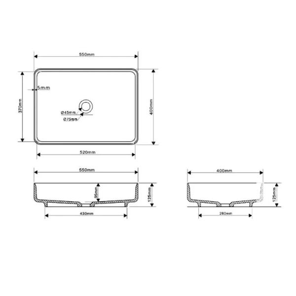 Раковина Abber Stein 55 см белая матовая - фото 2