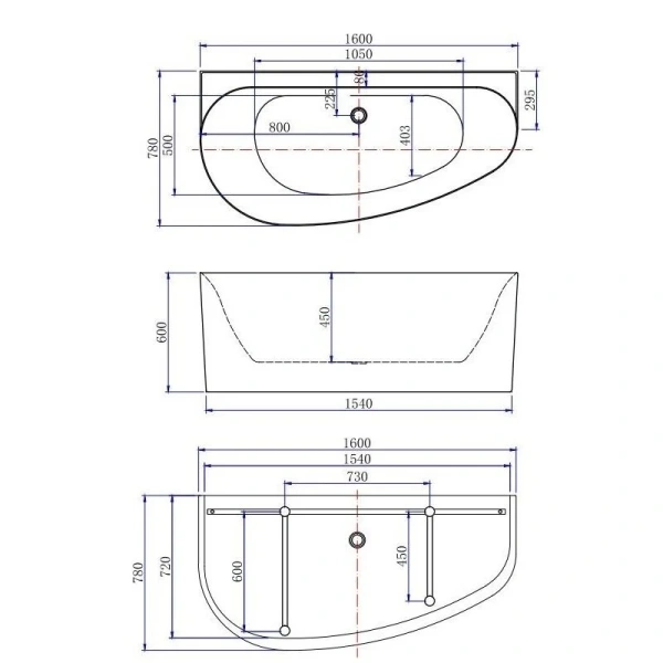 Ванна акриловая Allen Brau Priority 5, 160 х 78 см, слив-перелив в комплекте, левосторонняя, белая глянцевая, 138678A-GW Gloss White, 2.31005.20A, 160 см - фото 8