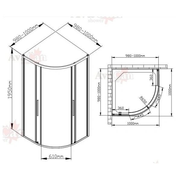 Душевой уголок Deto HB 100x100 см профиль черный - фото 2