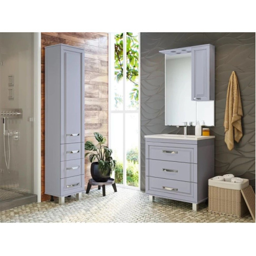 Зеркальный шкаф с подсветкой Misty Терра 70 см серый, правый, 70 см - фото 3