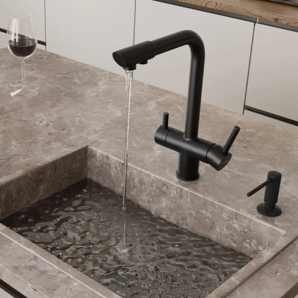 Смеситель для кухни WasserKRAFT черный матовый - фото 4