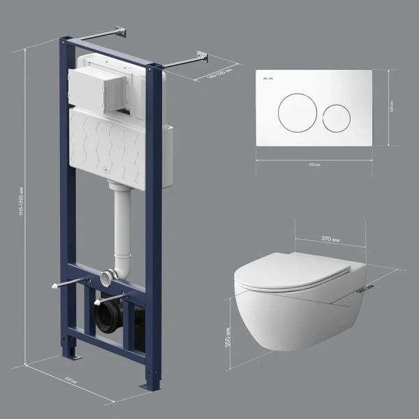 Унитаз с инсталляцией Am.Pm Awe IS490 с сиденьем микролифт и клавишей - фото 3