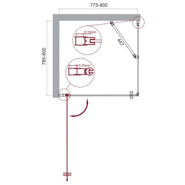 Душевой уголок BelBagno Etna 80х80 см с прозрачным стеклом, квадратные - фото 2