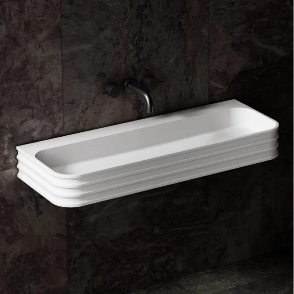 Раковина Abber Stein 100 см белая матовая - фото 1