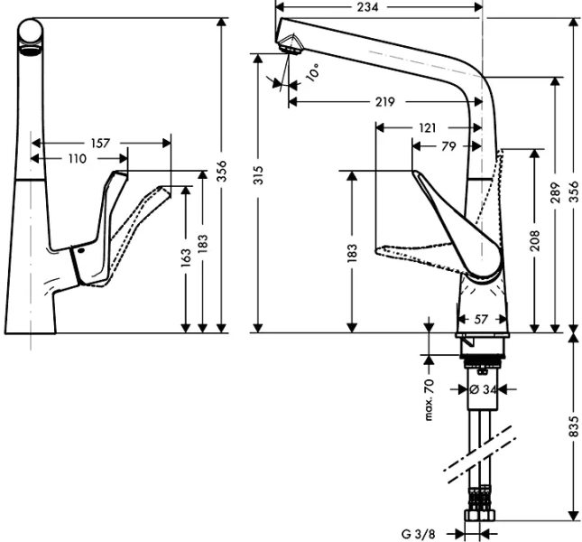 Смеситель для кухни Hansgrohe Metris 14822 однорычажный - фото 2
