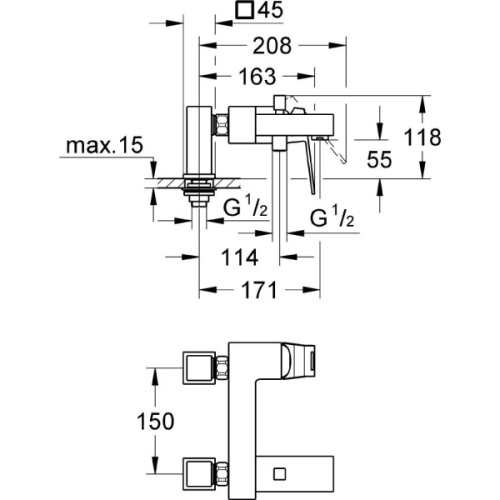 Смеситель для ванны Grohe Eurocube 23143000 - фото 2
