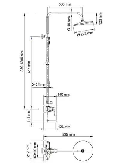 Душевая стойка WasserKRAFT хром, рычажные - фото 6