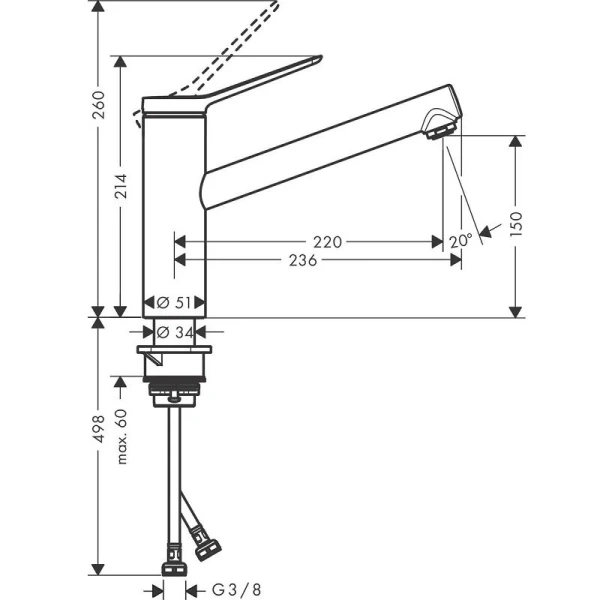 Смеситель для кухни Hansgrohe Zesis M33, для кухни - фото 2