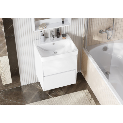 Тумба под раковину подвесная Акватон Сканди 55 см белая матовая/белая глянцевая, 55 см - фото 6