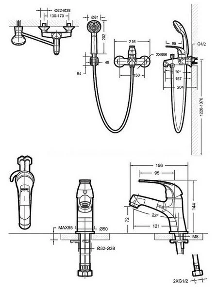 Комплект для ванной комнаты Bravat Fit F00315C - фото 2