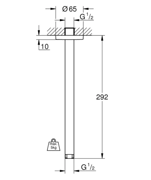 Кронштейн для верхнего душа, хром, Grohe Rainshower 28497000, нет в наличии - фото 2