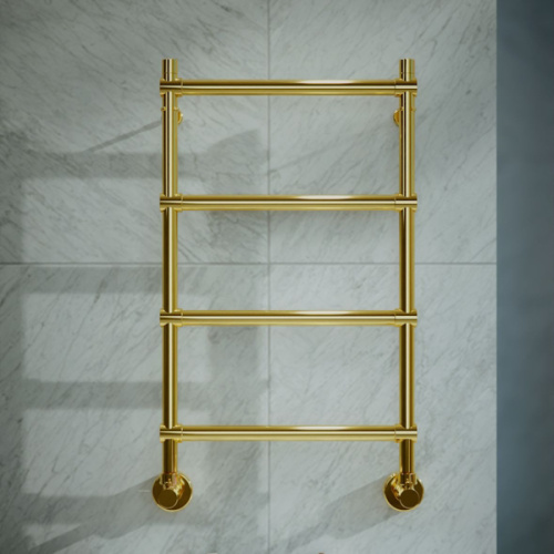 Полотенцесушитель водяной золото Margaroli Sole, лесенка, вертикальные, узкие - фото 4