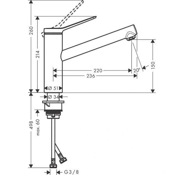 Смеситель для кухни Hansgrohe Zesis M33 74802 латунь - фото 2