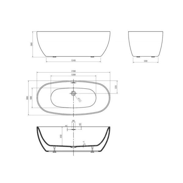 Ванна акриловая Abber AB9265-1.7 белая 170 x 80 см - фото 2