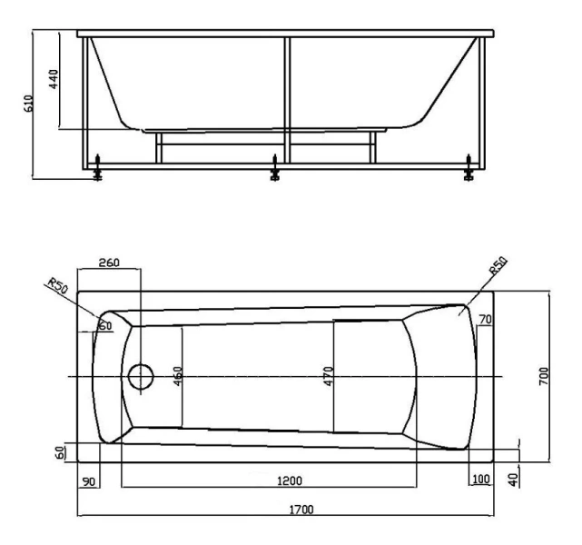 Ванна акриловая Azario Enrica AV.0030170 170 x 70 см, белая - фото 2