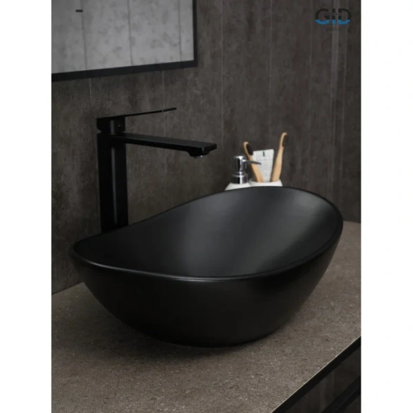 Раковина GID Lago Bm9133 48 см черная, в форме чаши, круглой формы - фото 5
