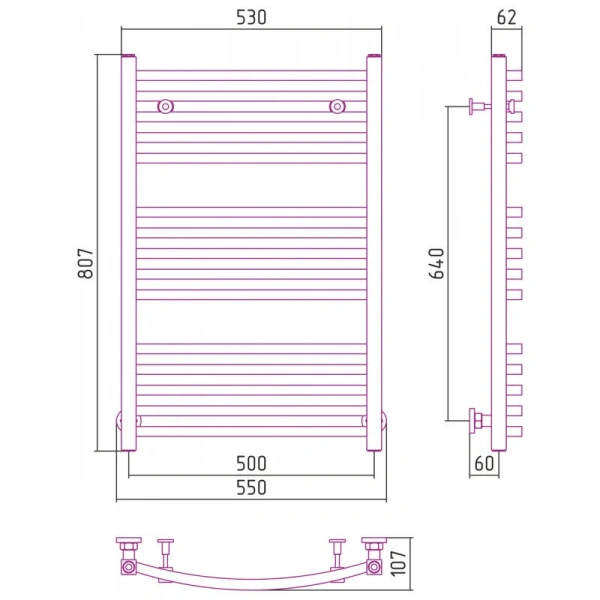 Полотенцесушитель водяной Сунержа Аркус 50х80 см золото, современные, hi-tech - фото 2
