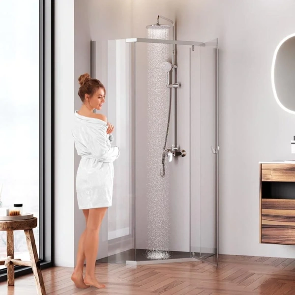 Душевой уголок Am.Pm Sunny 90x90 см профиль хром, со средним поддоном - фото 9