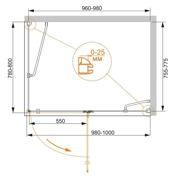 Душевой уголок Cezares Bergamo 100х80 см левый - фото 2