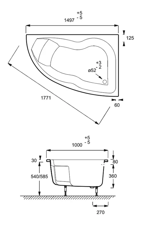 Ванна акриловая Jacob Delafon Micromega Duo 150х100 см левая, современныe, hi-tech - фото 3