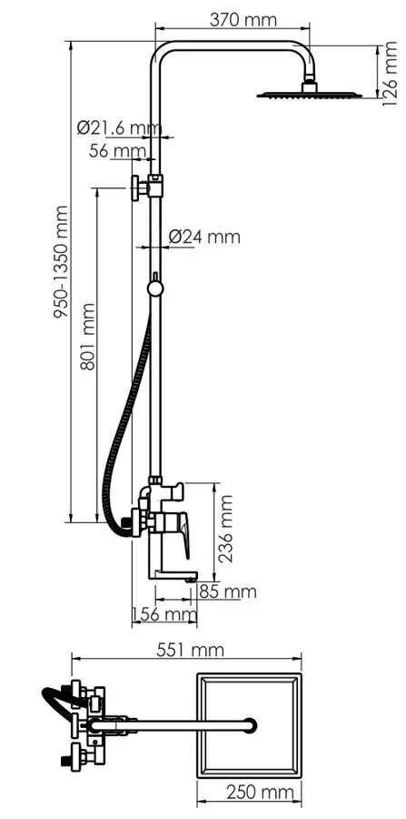 Душевая стойка WasserKRAFT Glan со смесителем - фото 2