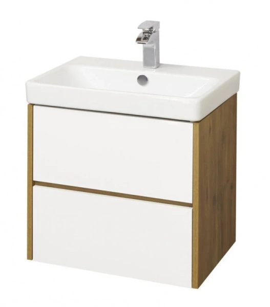 Тумба с раковиной подвесная Акватон Сканди 70 см белая/дуб рустикальный - фото 1