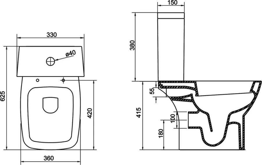 Чаша для унитаза-компакта BelBagno Lago с горизонтальным выпуском, унитаз-компакт - фото 6