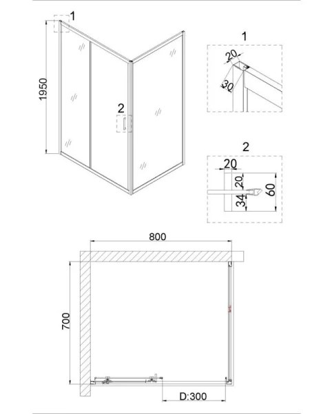 Душевая дверь в нишу Niagara Nova 80 см стекло прозрачное - фото 2