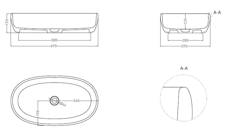 Раковина Salini Luce 70 см белый матовый - фото 2