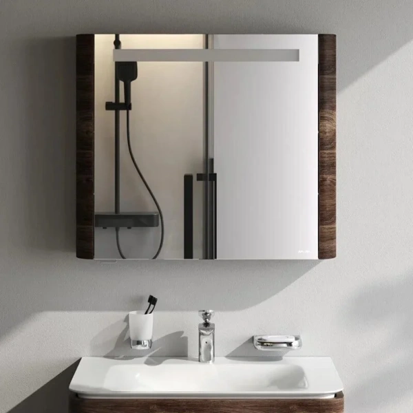 Зеркальный шкаф с подсветкой Am.Pm Sensation 80 см орех, современные, hi-tech - фото 4