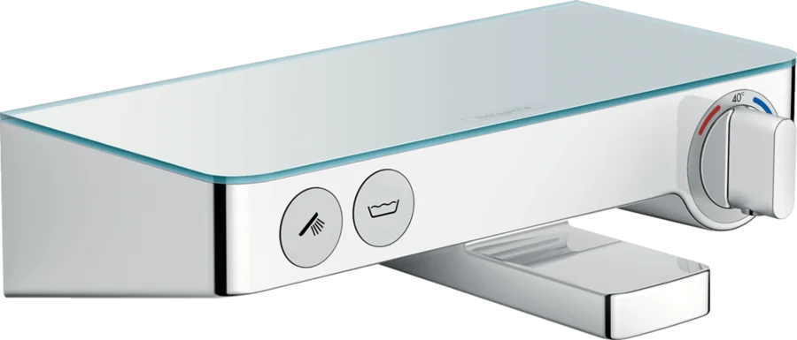 Смеситель для ванны Hansgrohe Ecostat Select Push с полкой из стекла