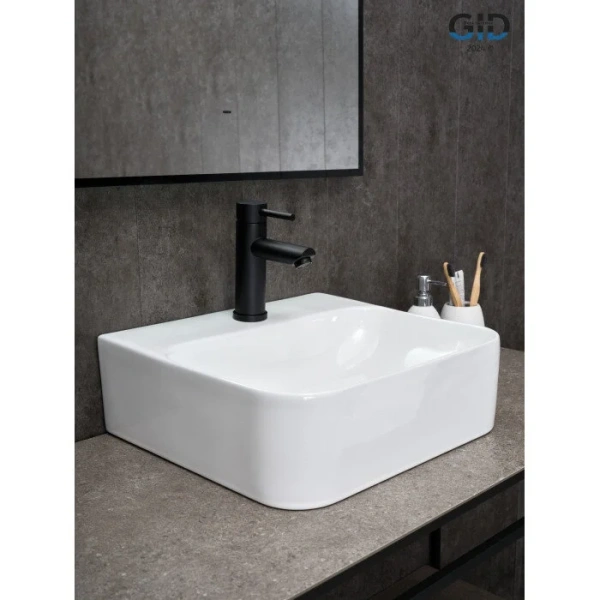 Раковина GID Geometrico N9257 43 см белая, в форме чаши, прямоугольной формы - фото 5