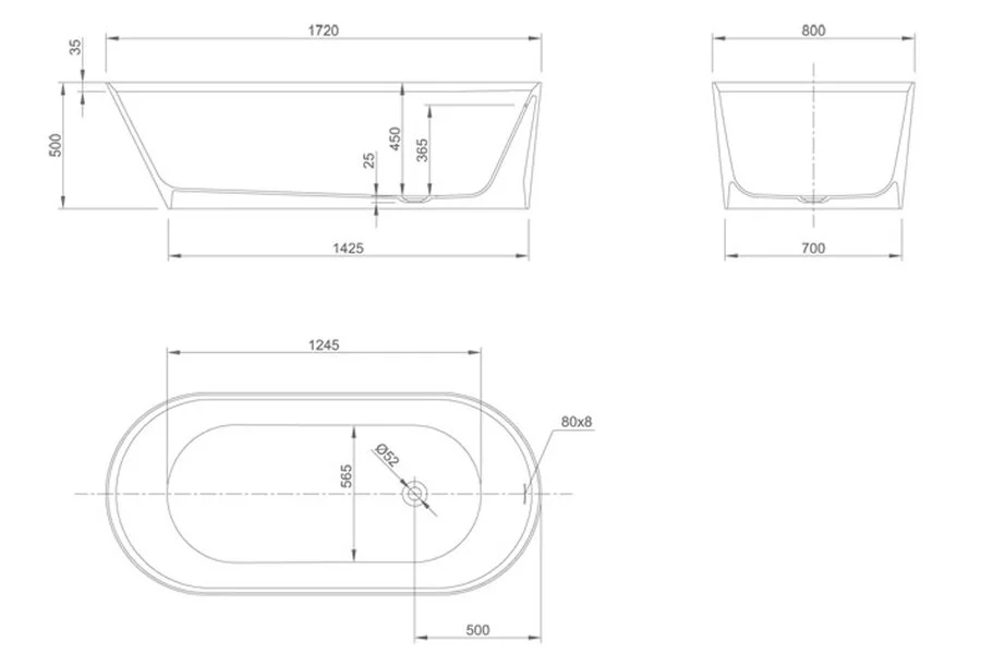 Ванна Knief Pearl отдельностоящая овальная 172 x 81 x 50 см - фото 2
