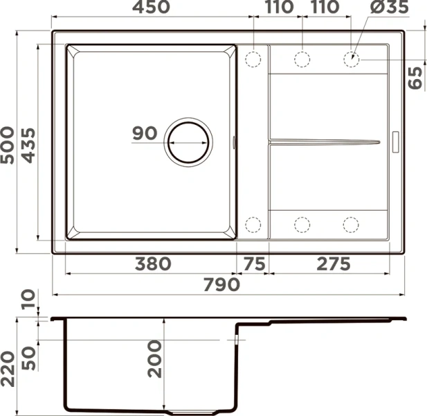 Мойка для кухни Omoikiri Sumi 79-GR 79 см leningrad grey, врезные - фото 2