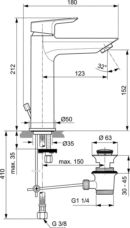 Смеситель для раковины Ideal Standard Tesi высокий - фото 2