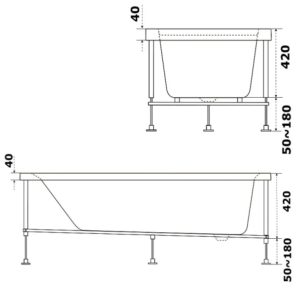 Ванна акриловая Bas Аякс В 00127, 150 х 70 см, белый - фото 3