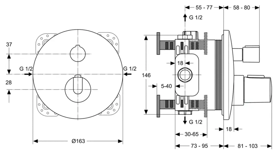 Смеситель для душа Ideal Standard Ceratherm 100 A4888 встраиваемый - фото 2