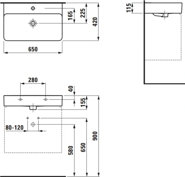 Раковина мебельная Laufen Val 8.1028.4.000.104.1 65 см, 65 см - фото 6